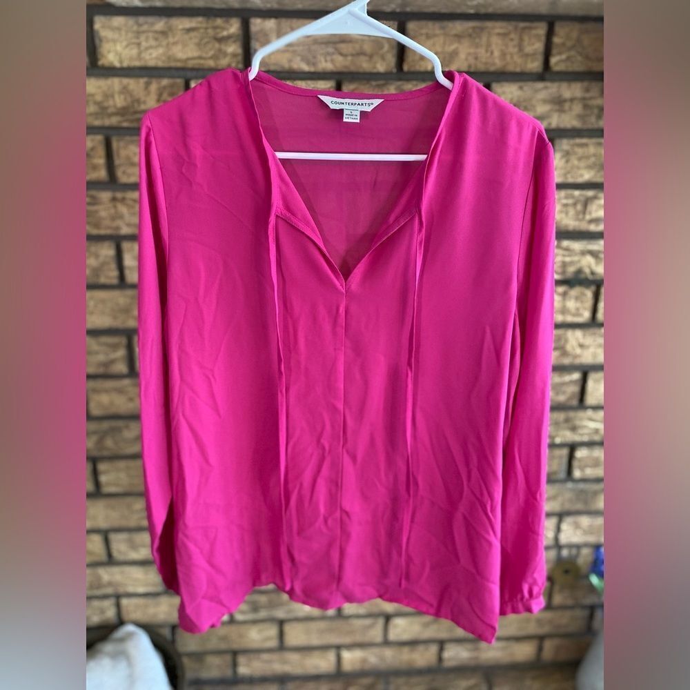 Counterparts hot pink long sleeve blouse